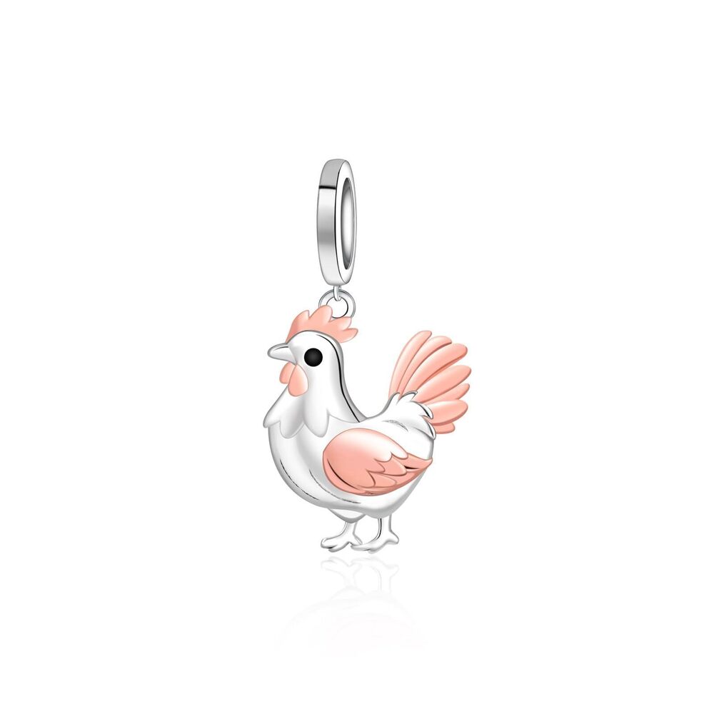 1483 Chicken Charms for Jewelry Making - 925 Sterling Silver Cute Animal